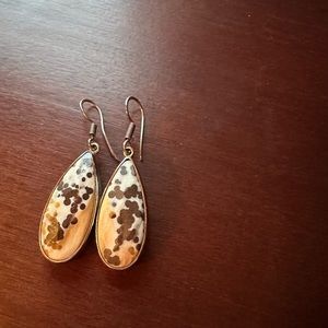 Charles Albert .925 sterling silver stamped jasper earrings.